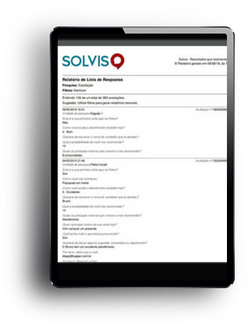 Solvis – Ícone – Resultados e Relatórios – Lista de Respostas Solvis - Ícone - Resultados e Relatórios - Lista de Respostas