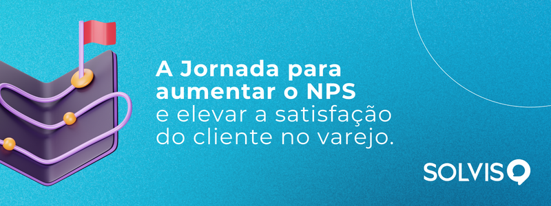 Imagem em azul com uma ilustração de um mapa com uma trilha de sucesso e o texto "A jornada para aumentar o NPS e elevar a satisfação do cliente no varejo"