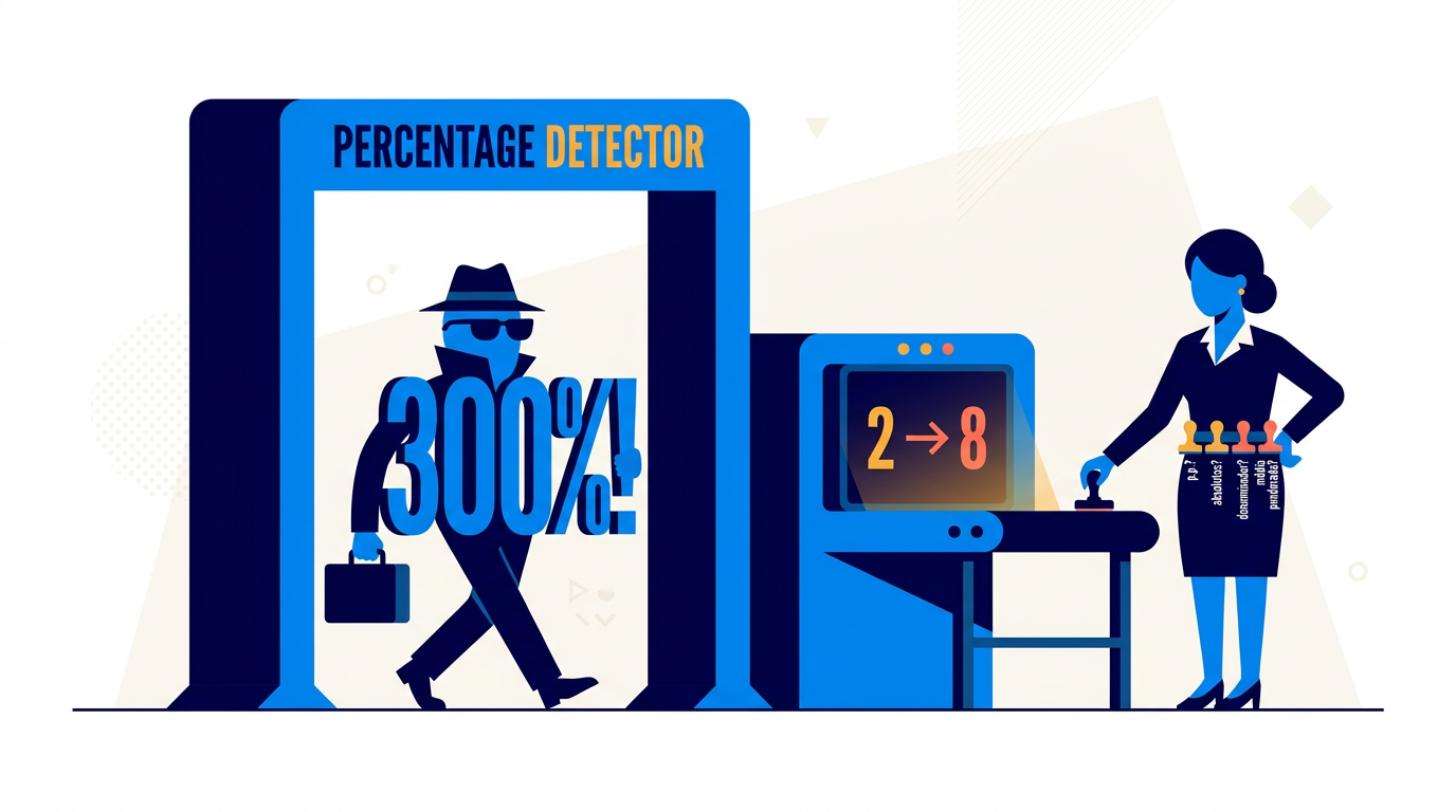 Ilustração do artigo: Porcentagem, ponto percentual e o crescimento de 300%