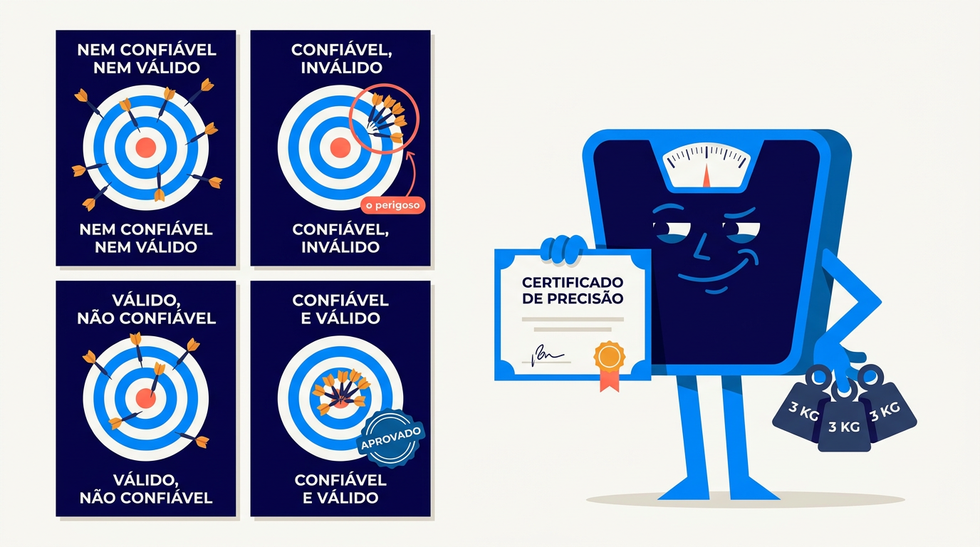 Ilustração sobre validade e confiabilidade